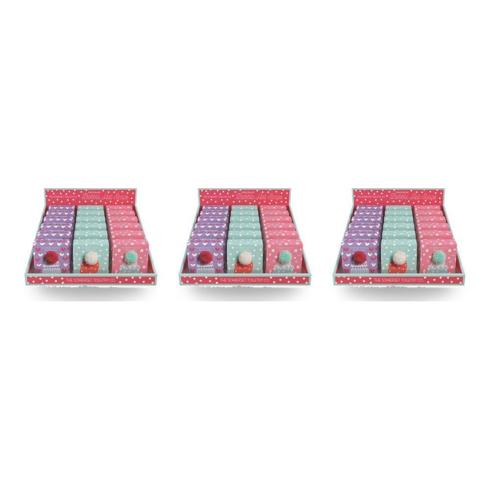 The Somerset Toiletry Co Bobble Hat Soaps 150g Assorted Counter Display of 18 Bundle of 3