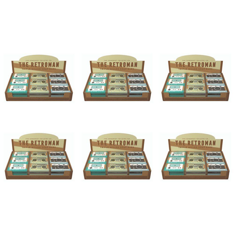 The Somerset Toiletry Co Retroman Soap 200g Assorted Counter Display of 18 Bundle of 6