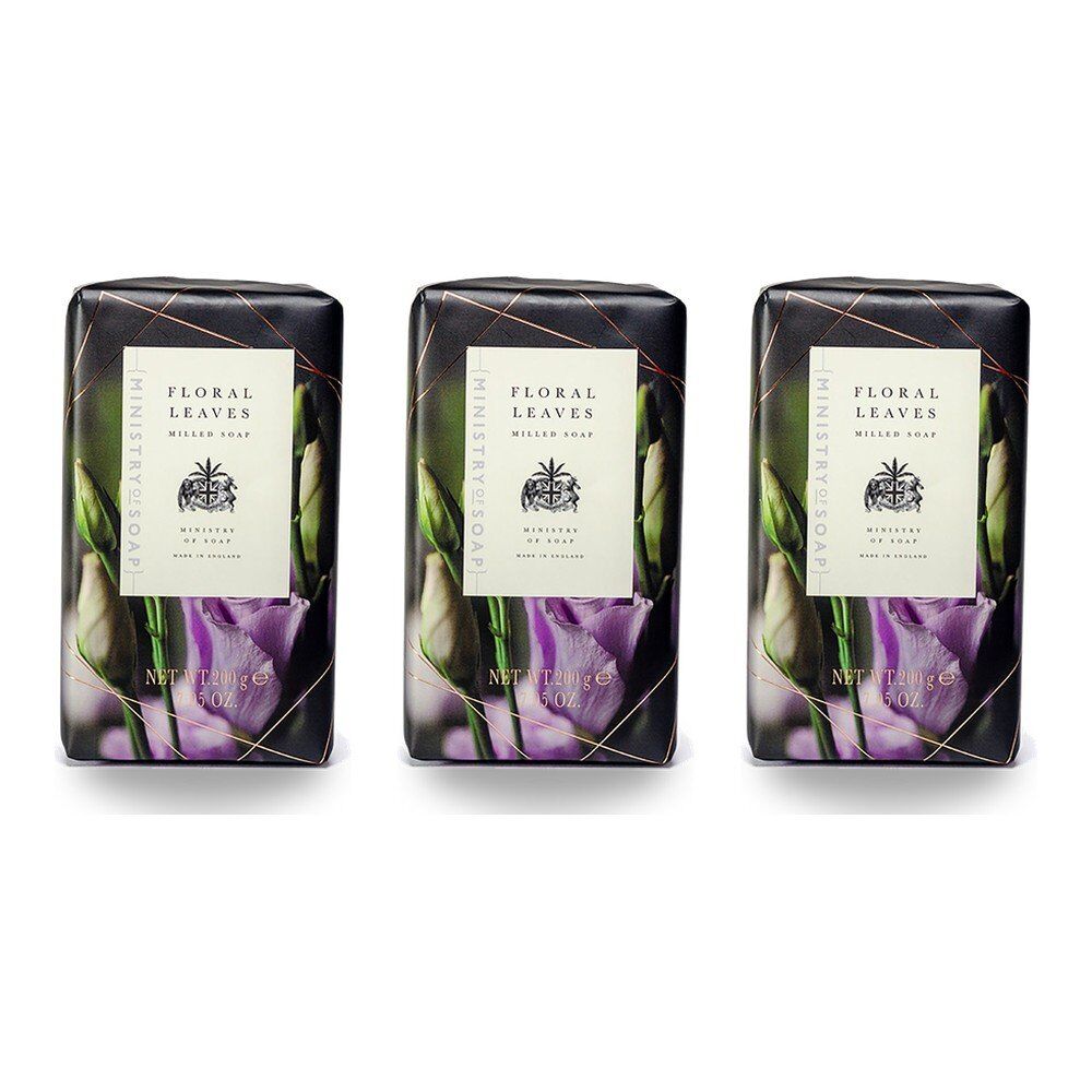 Ministry of Soap Dark Floral Collection Floral Leaves Milled Soap 200g Bundle of 3