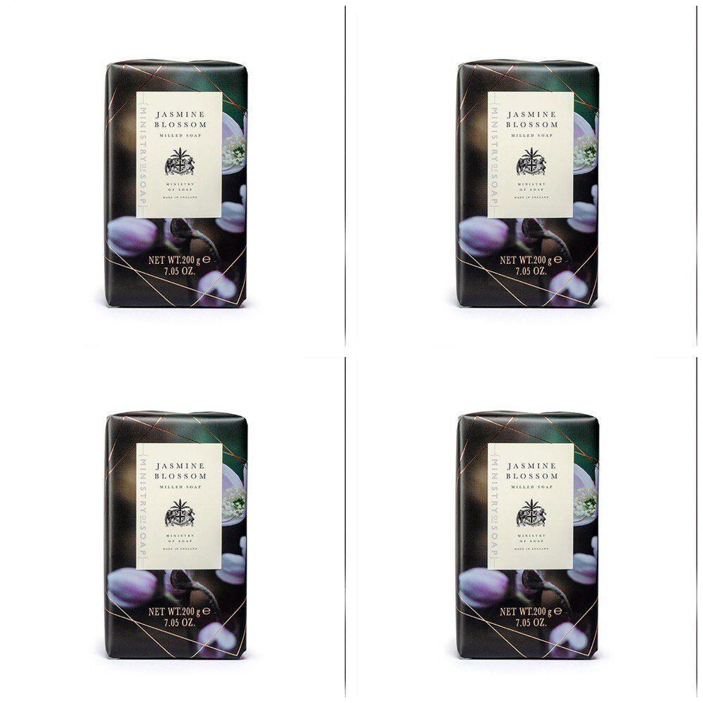 Ministry of Soap Dark Floral Collection Jasmine Blossom Milled Soap 200g Bundle of 4