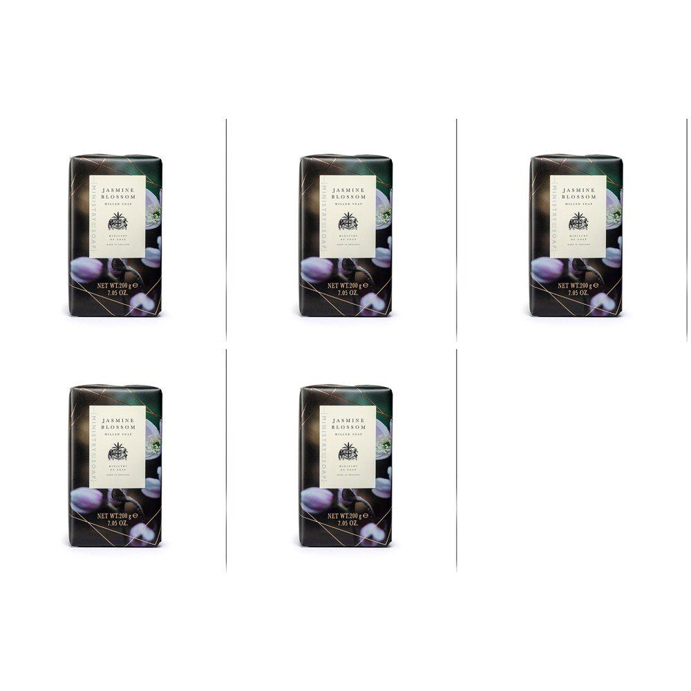 Ministry of Soap Dark Floral Collection Jasmine Blossom Milled Soap 200g Bundle of 5