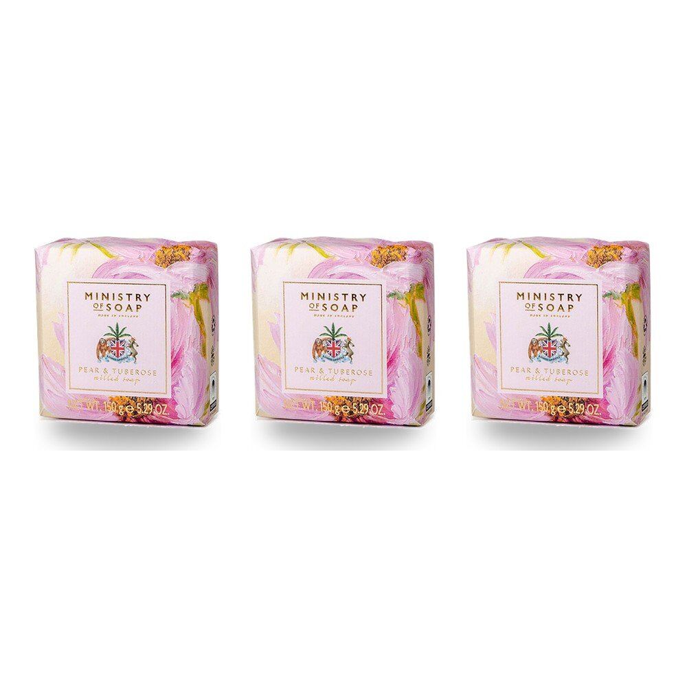 Ministry of Soap Oil Painting Spring Pear and Tuberose Milled Soap 150g Pack of 3
