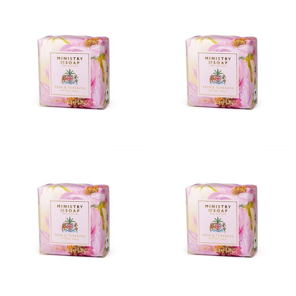 Ministry of Soap Oil Painting Spring Pear and Tuberose Milled Soap 150g Pack of 4