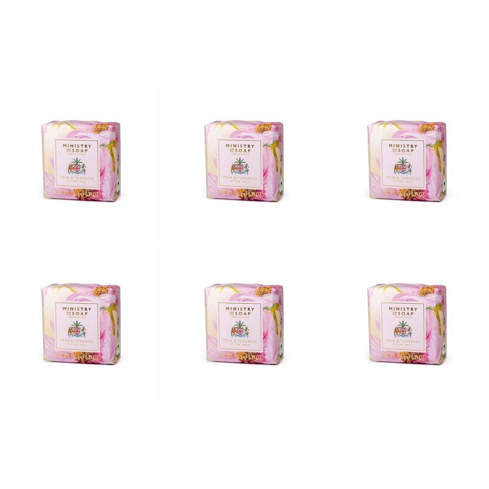 Ministry of Soap Oil Painting Spring Pear and Tuberose Milled Soap 150g Pack of 6