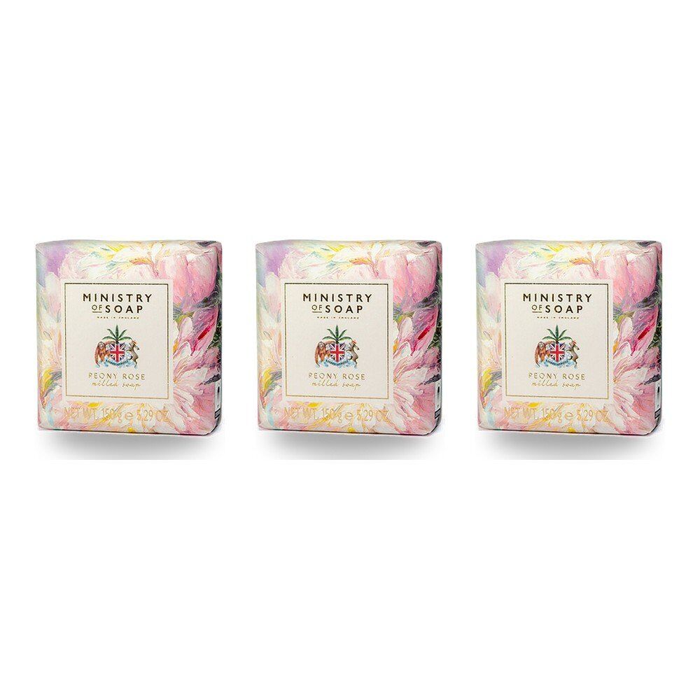 Ministry of Soap Oil Painting Spring Peony Rose Milled Soap 150g Pack of 3