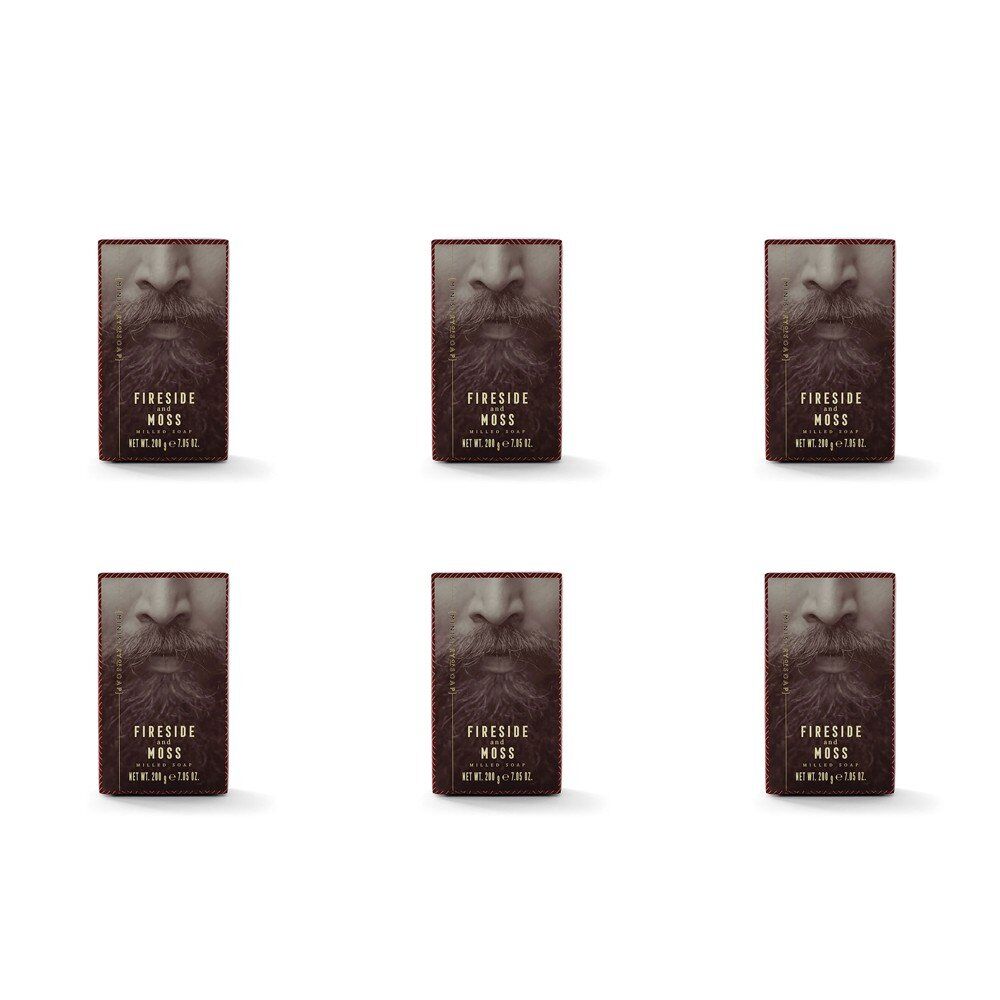 Ministry of Soap Woodsman's Fireside and Moss Milled Soap 200g Pack of 6