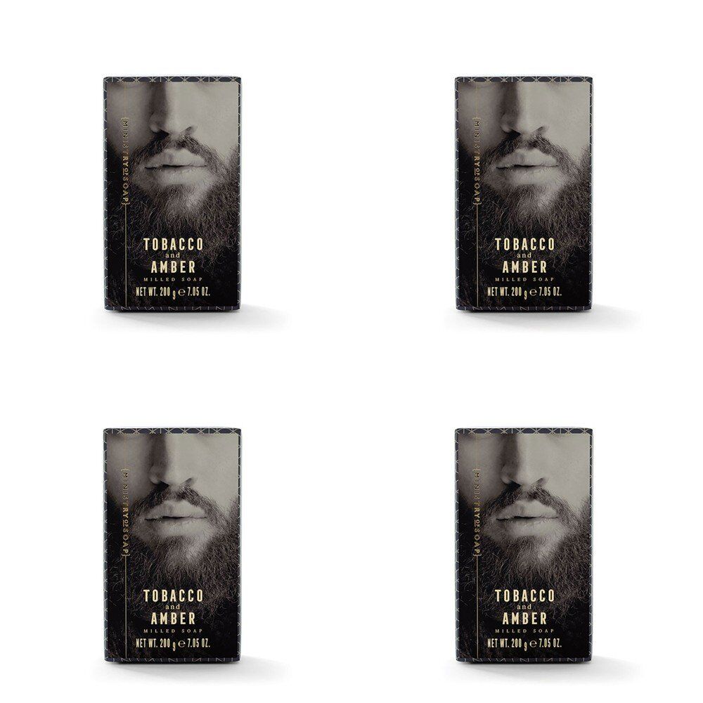 Ministry of Soap Woodsman's Tobacco and Amber Milled Soap 200g Pack of 4