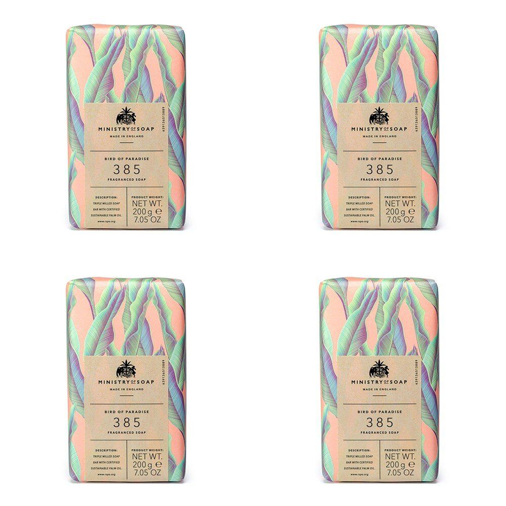 Ministry of Soap Natural Rainforest Bird of Paradise Fragranced Soap 200g Pack of 4