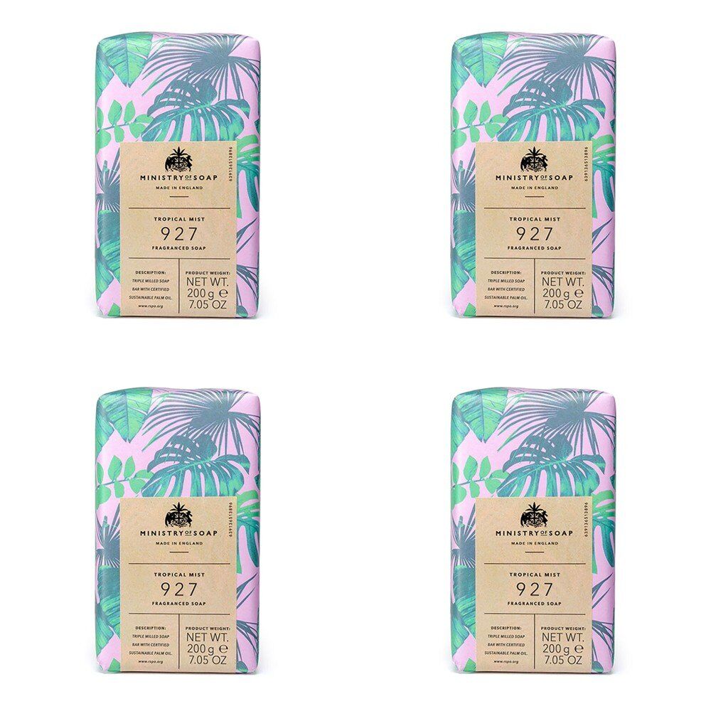 Ministry of Soap Natural Rainforest Tropical Mist Fragranced Soap 200g Pack of 4