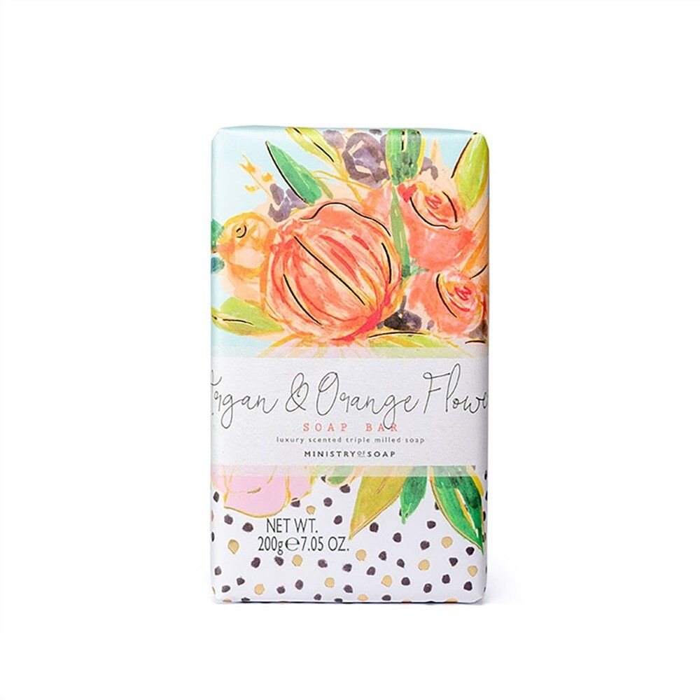 Ministry of Soap Painted Blooms Argan and Orange Flower Soap Bar 200g Pack of 3