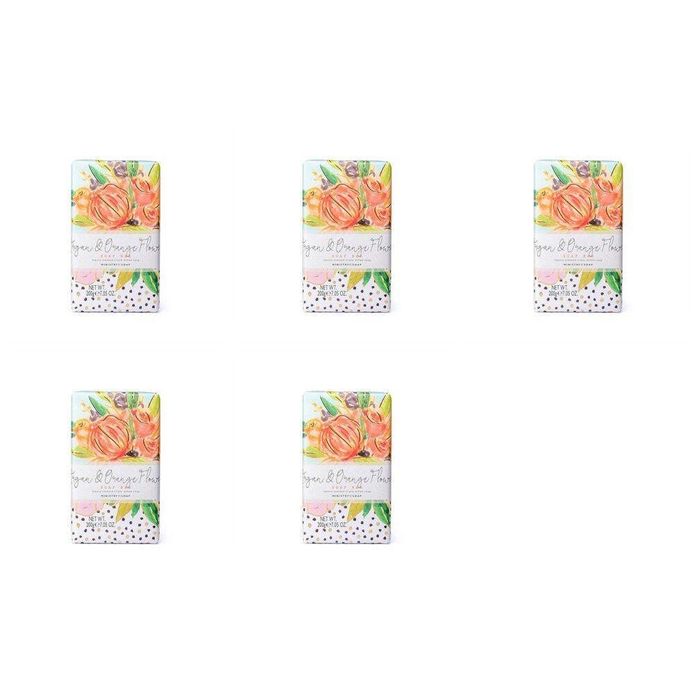 Ministry of Soap Painted Blooms Argan and Orange Flower Soap Bar 200g Pack of 5