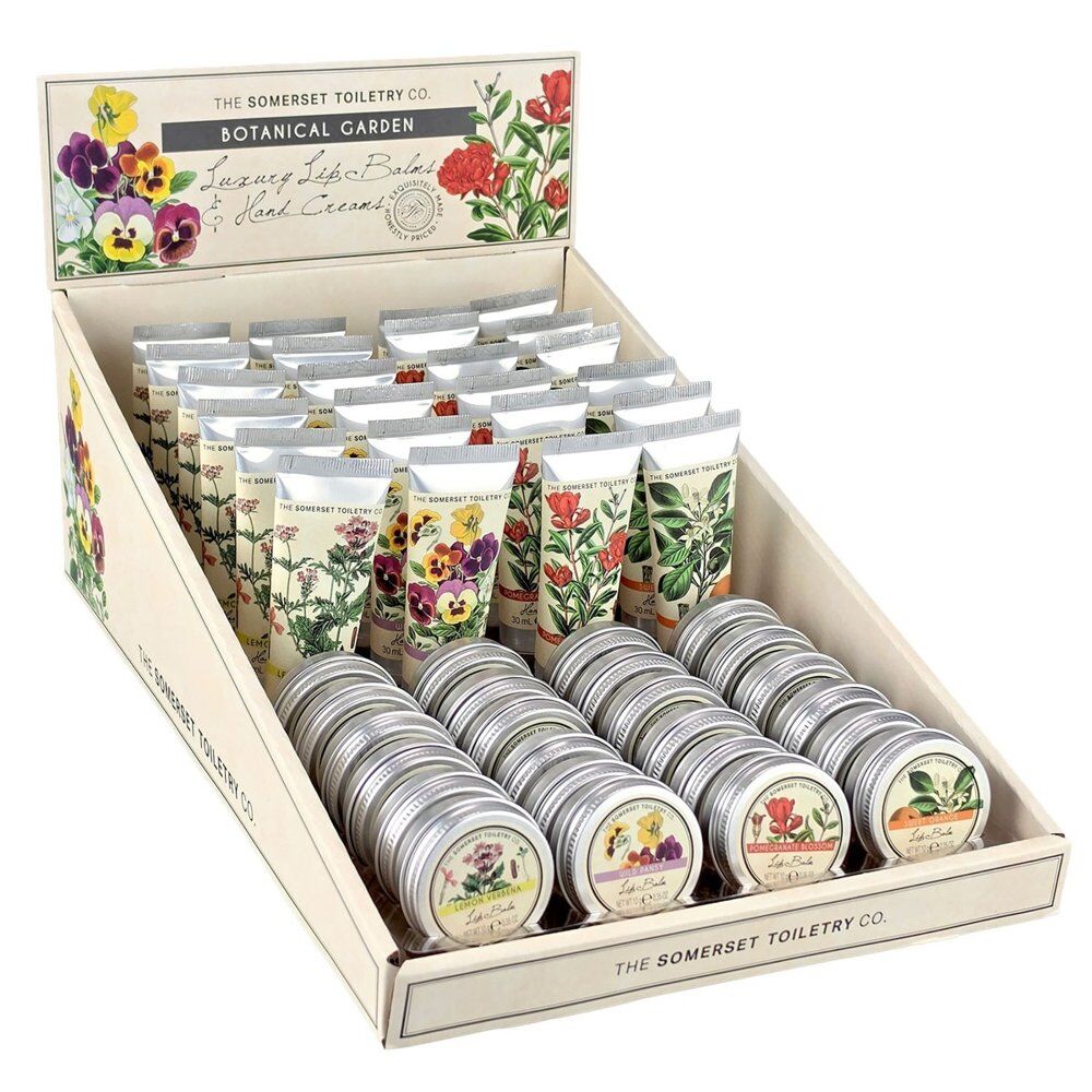 The Somerset Toiletry Co Botanical Hand Creams & Lip Balms Counter Display of 48 Bundle of 2