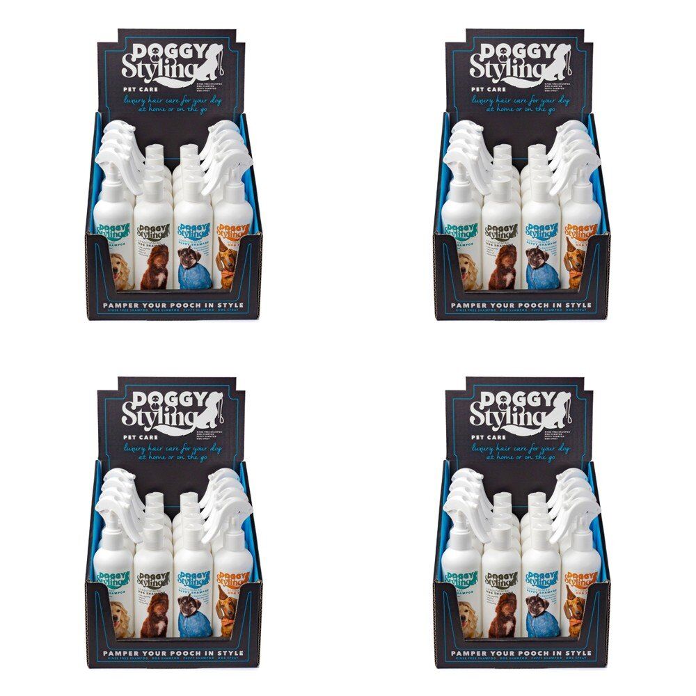 McGloins Doggy Styling Dog Shampoo and Spray Range 250mL Counter Display of 16 Bundle of 4