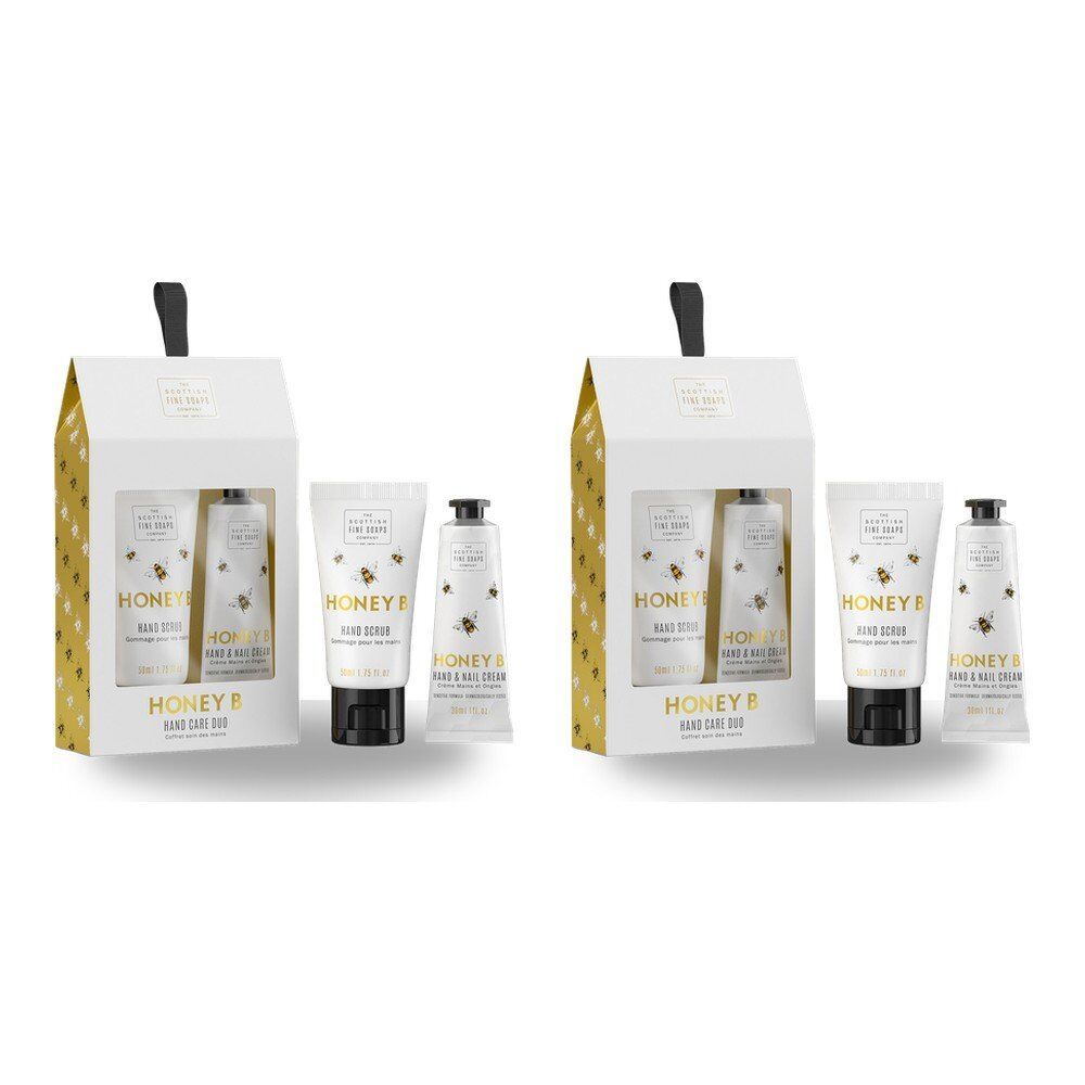 Scottish Fine Soaps Honey B Hand Care Duo Gift Set Hand Scrub & Hand Cream Bundle of 2