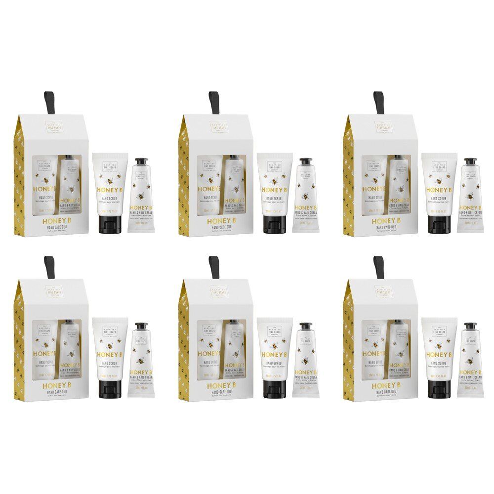 Scottish Fine Soaps Honey B Hand Care Duo Gift Set Hand Scrub & Hand Cream Bundle of 6