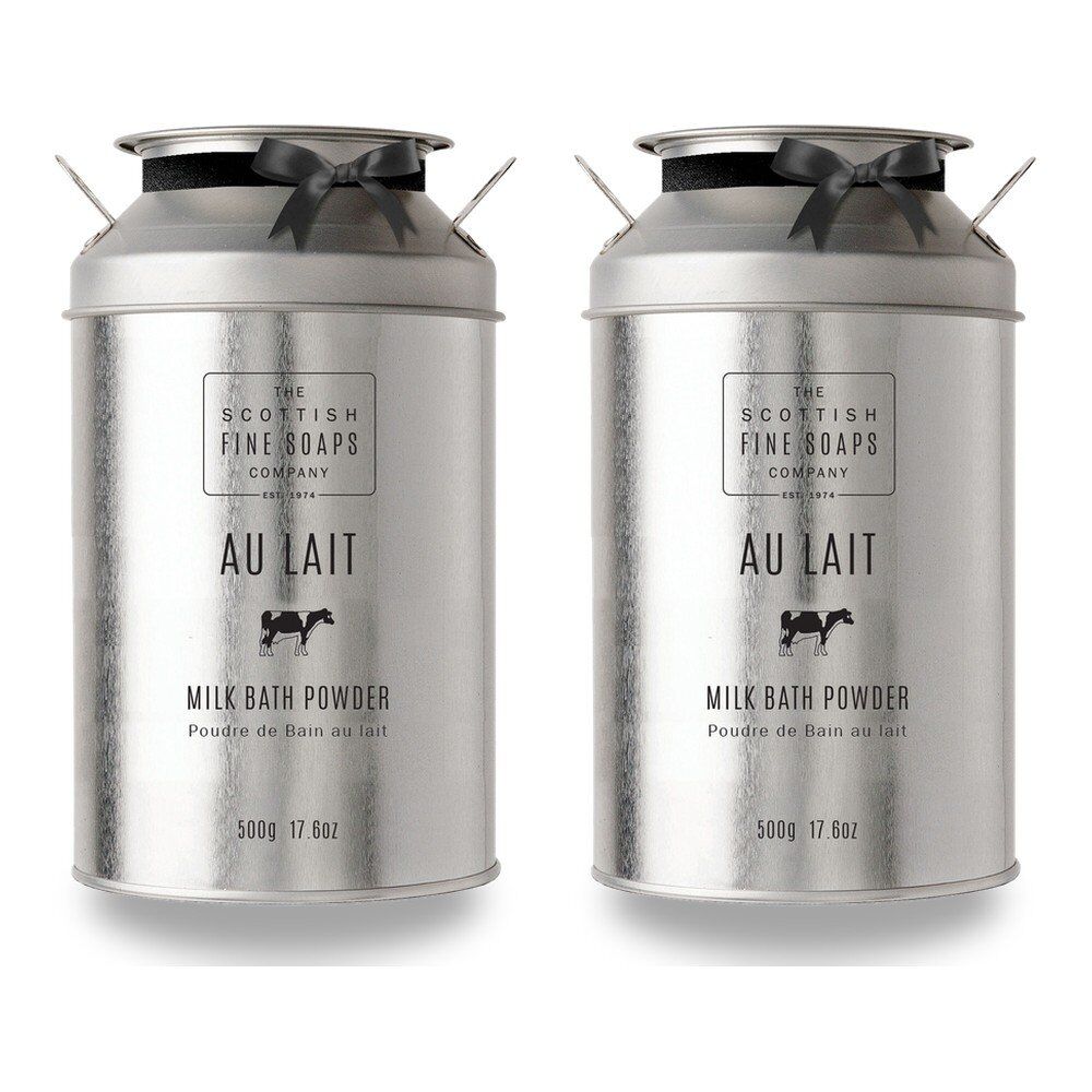 Scottish Fine Soaps Au Lait Milk Bath Powder 500g Tin Pack of 2