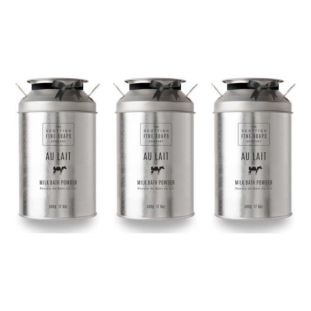 Scottish Fine Soaps Au Lait Milk Bath Powder 500g Tin Pack of 3