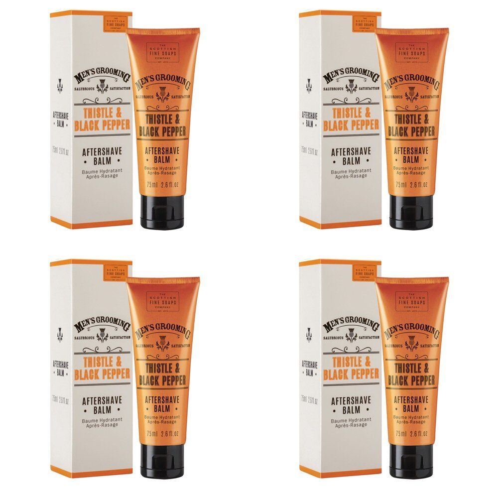 Scottish Fine Soaps Men's Grooming Thistle & Black Pepper Aftershave Balm 75mL Pack of 4