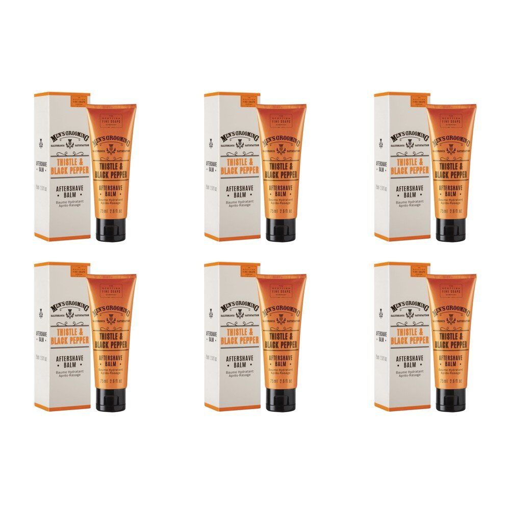 Scottish Fine Soaps Men's Grooming Thistle & Black Pepper Aftershave Balm 75mL Pack of 6