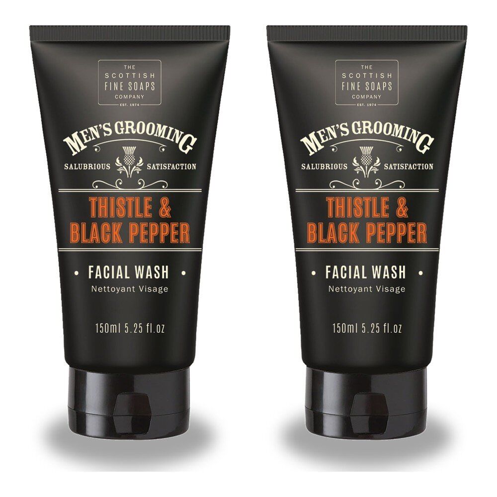 Scottish Fine Soaps Men's Grooming Thistle & Black Pepper Facial Wash 150mL Pack of 2