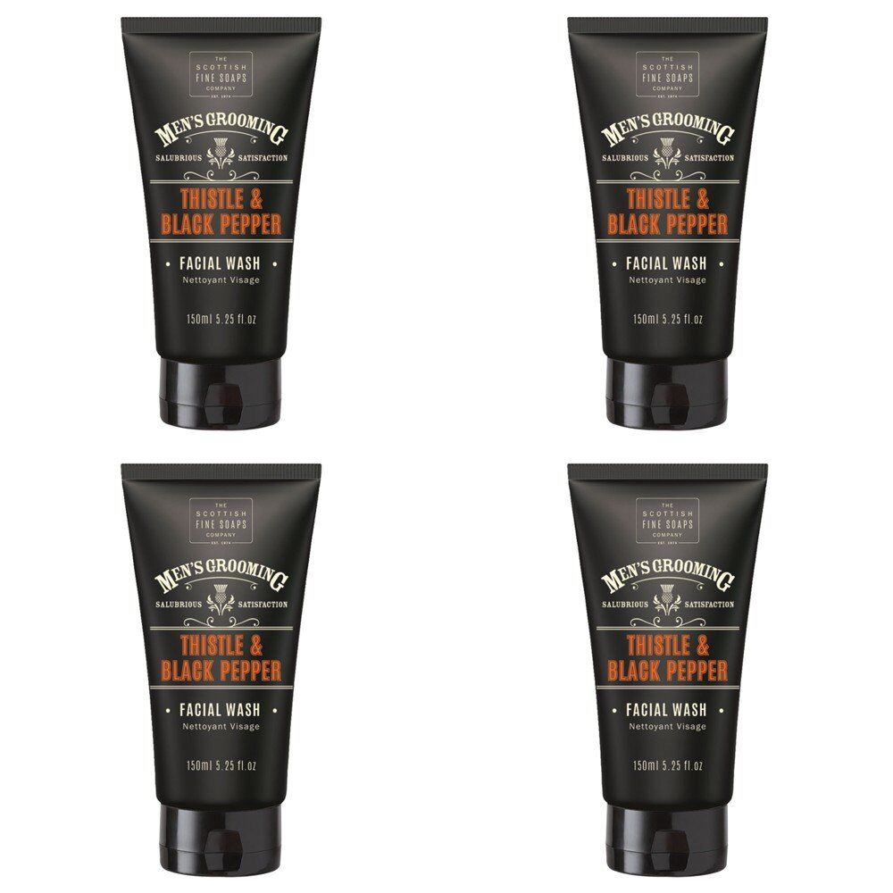 Scottish Fine Soaps Men's Grooming Thistle & Black Pepper Facial Wash 150mL Pack of 4