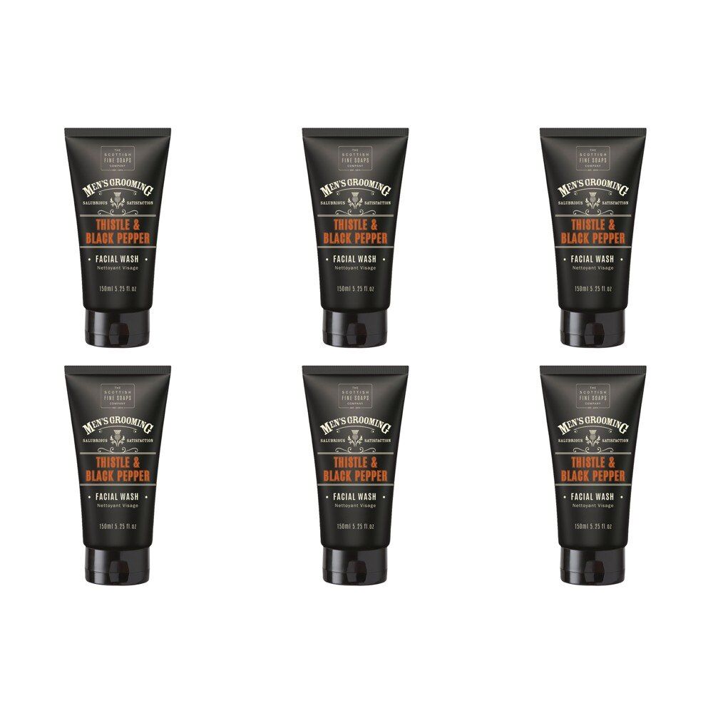 Scottish Fine Soaps Men's Grooming Thistle & Black Pepper Facial Wash 150mL Pack of 6