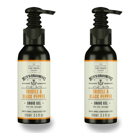 Scottish Fine Soaps Men's Grooming Thistle & Black Pepper Shave Gel 100mL Pack of 2
