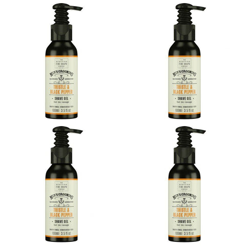 Scottish Fine Soaps Men's Grooming Thistle & Black Pepper Shave Gel 100mL Pack of 4