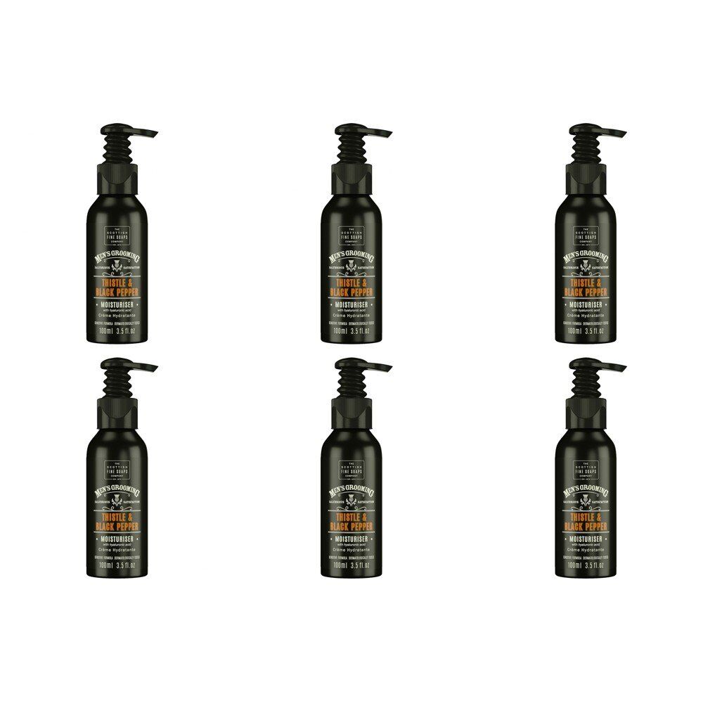 Scottish Fine Soaps Men's Grooming Thistle & Black Pepper Moisturiser 100mL Pack of 6