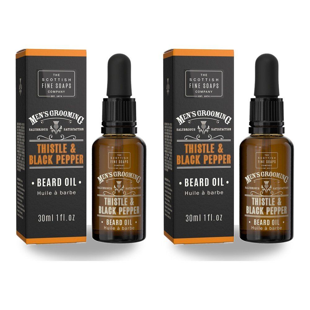Scottish Fine Soaps Men's Grooming Thistle & Black Pepper Beard Oil 30mL Pack of 2