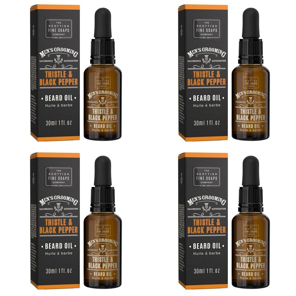 Scottish Fine Soaps Men's Grooming Thistle & Black Pepper Beard Oil 30mL Pack of 4