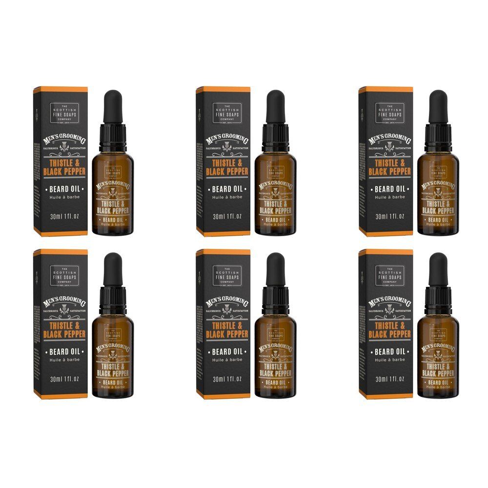 Scottish Fine Soaps Men's Grooming Thistle & Black Pepper Beard Oil 30mL Pack of 6