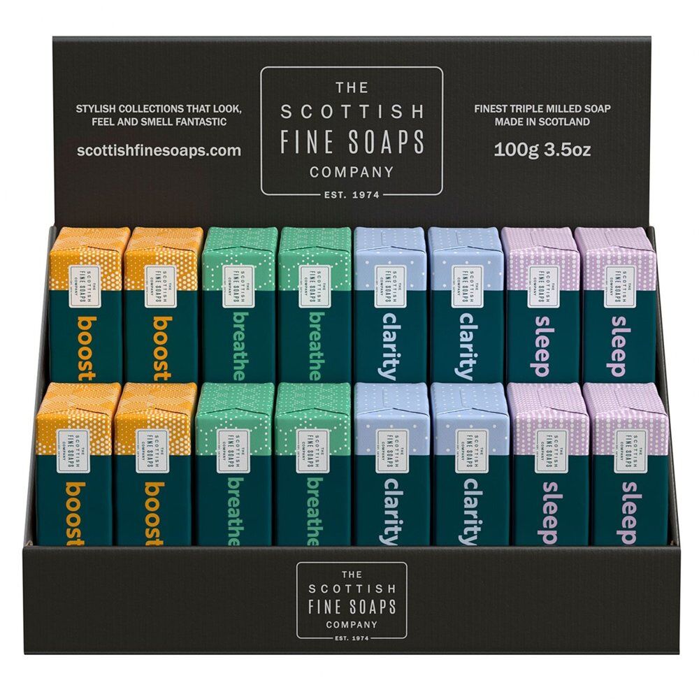 Scottish Fine Soaps Aromatherapy Soaps 100g Assorted Counter Display of 16 Bundle of 6