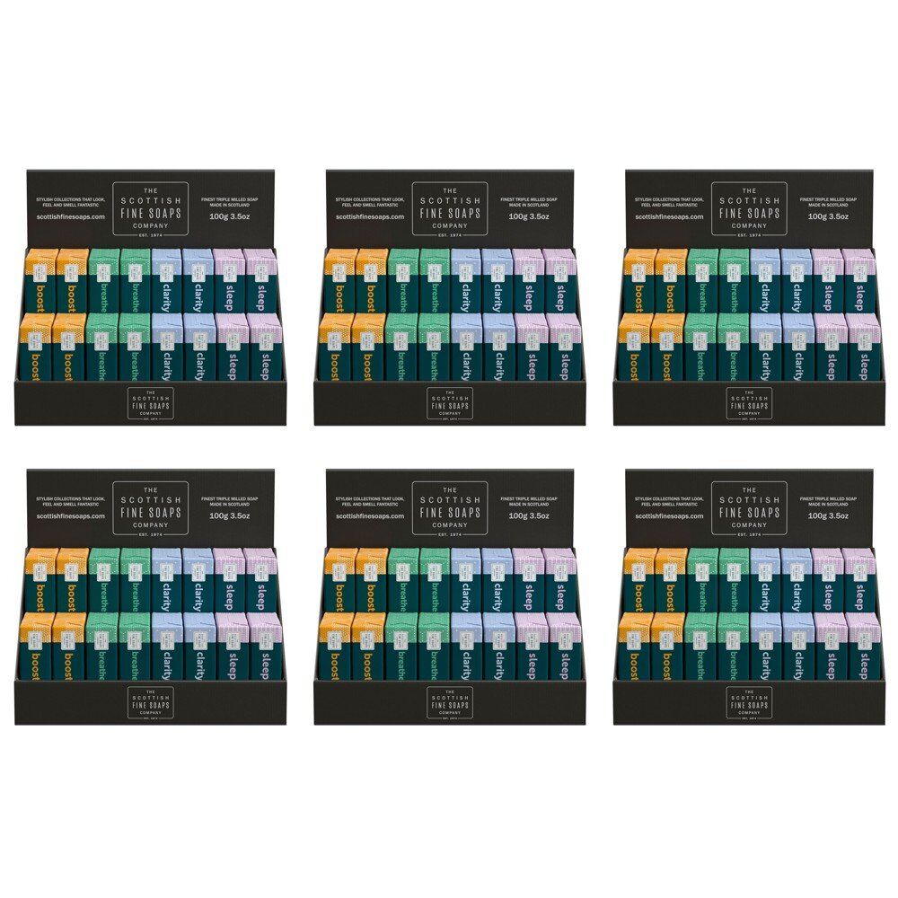 Scottish Fine Soaps Aromatherapy Soaps 100g Assorted Counter Display of 16 Bundle of 6