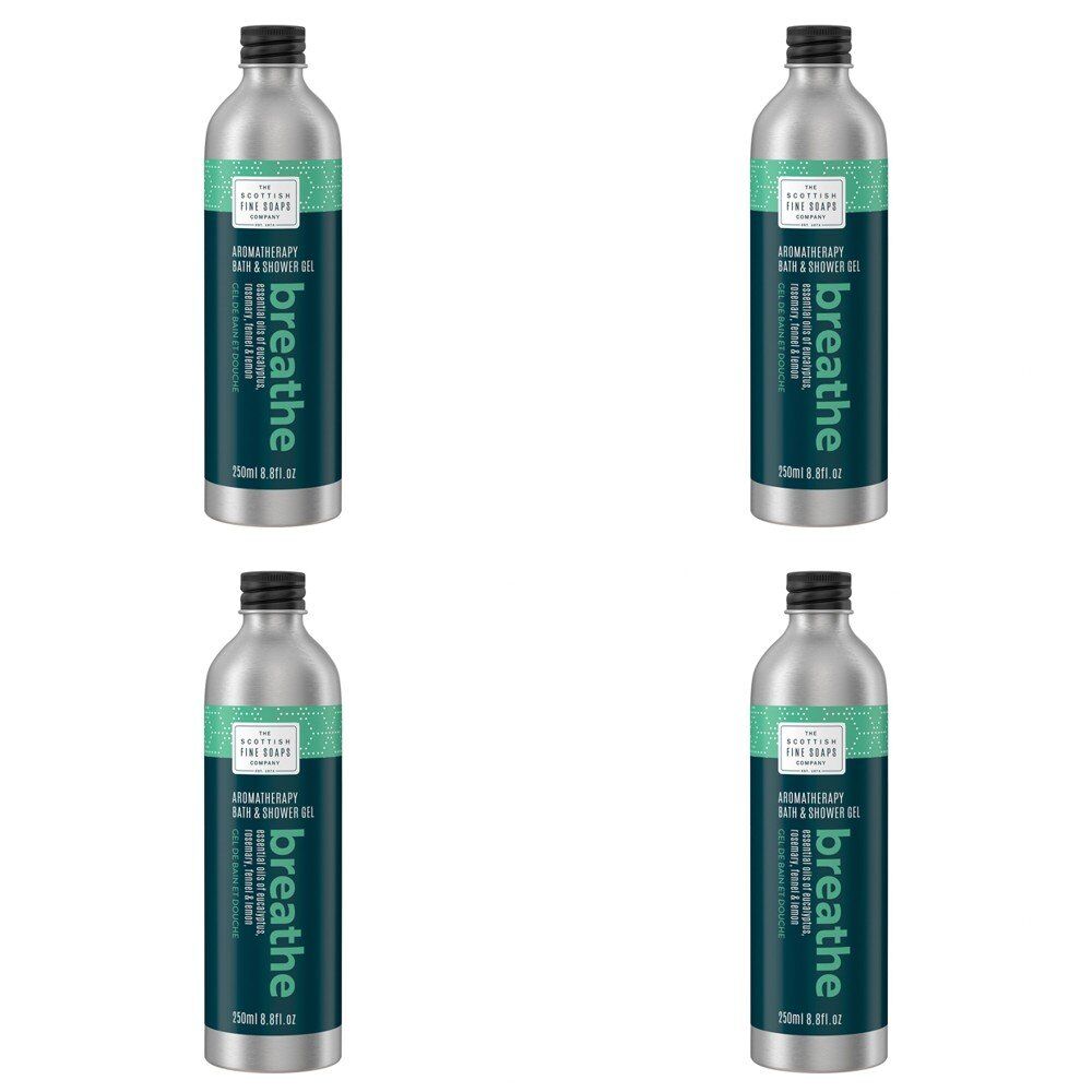Scottish Fine Soaps Aromatherapy Breathe Bath & Shower Gel 250mL Pack of 4