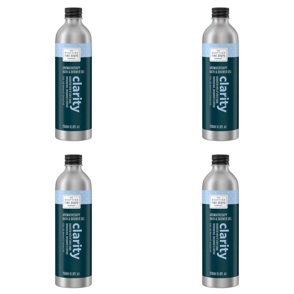 Scottish Fine Soaps Aromatherapy Clarity Bath & Shower Gel 250mL Pack of 4