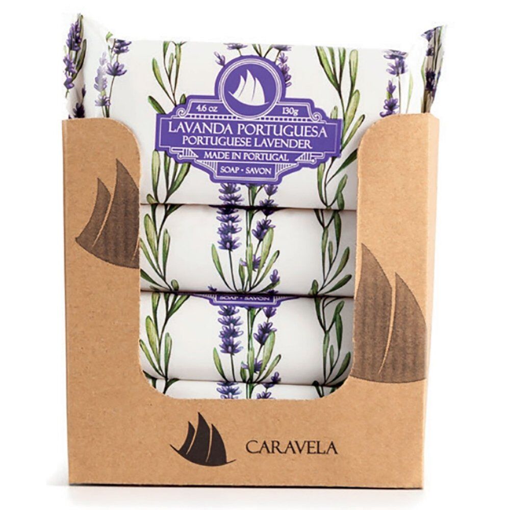 Essencias de Portugal Caravela Portuguese Lavender Wrapped Soap 130g Counter Display of 20 Bundle of 6