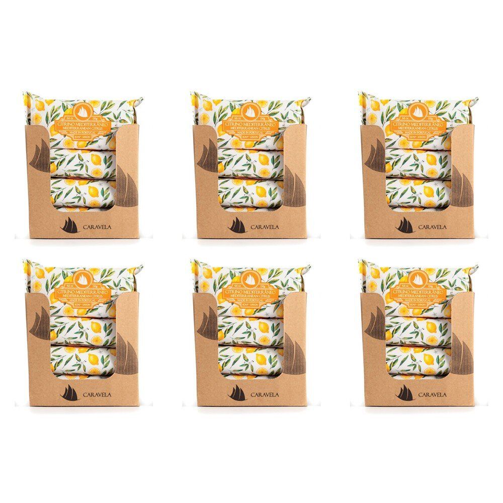 Essencias de Portugal Caravela Mediterranean Citrus Wrapped Soap 130g Counter Display of 20 Bundle of 6