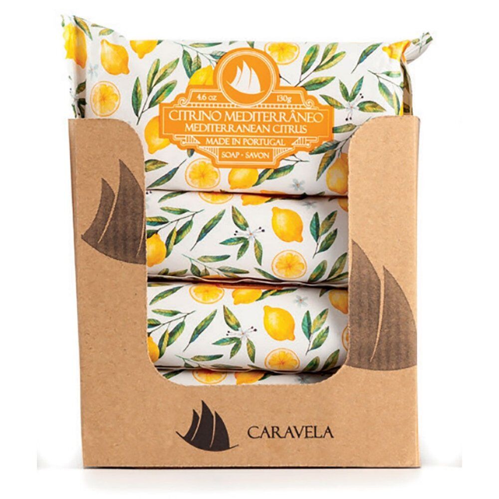 Essencias de Portugal Caravela Mediterranean Citrus Wrapped Soap 130g Counter Display of 20