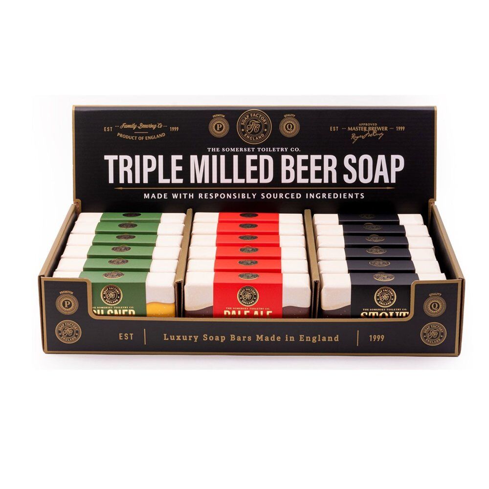 The Somerset Toiletry Co Home Brew Beer Soap 200g Assorted Counter Display of 18 Bundle of 6