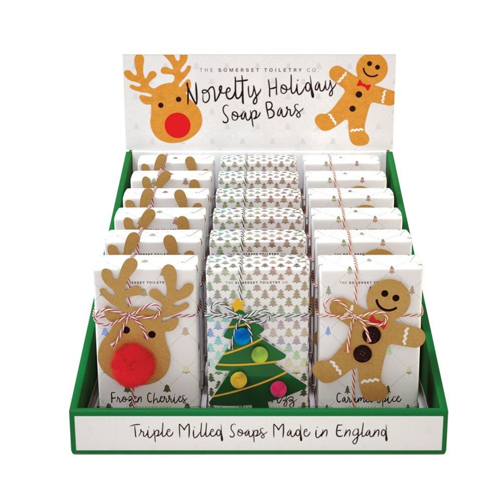 The Somerset Toiletry Co Novelty Xmas Soap 200g Assorted Counter Display of 18 Bundle of 2