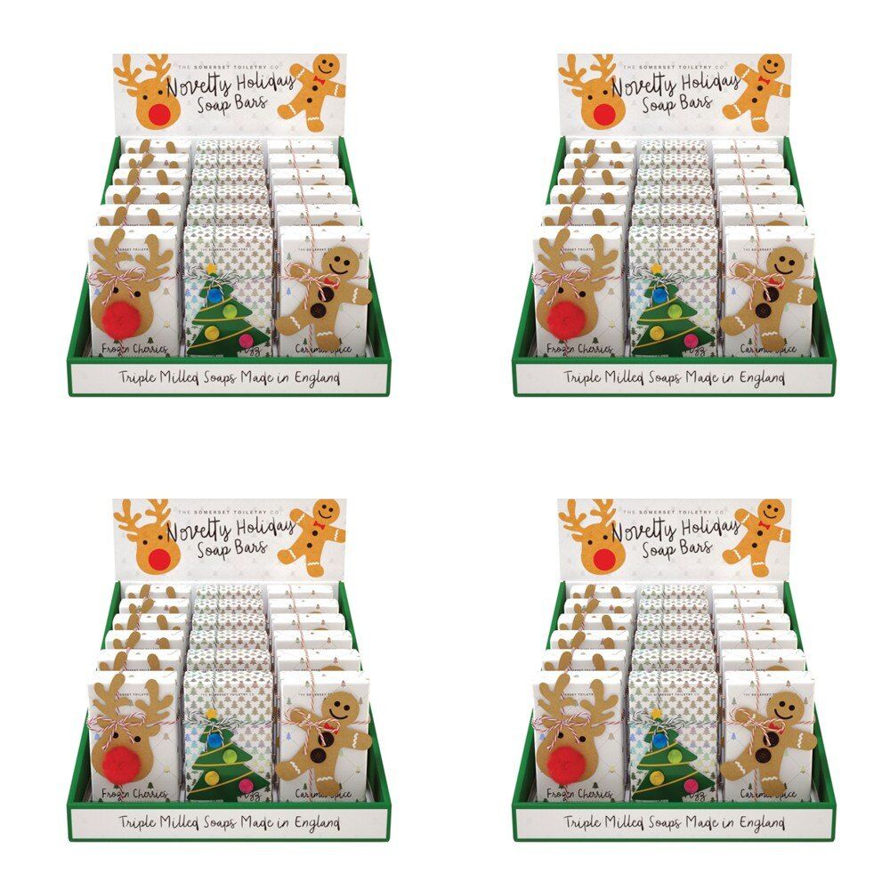 The Somerset Toiletry Co Novelty Xmas Soap 200g Assorted Counter Display of 18 Bundle of 4