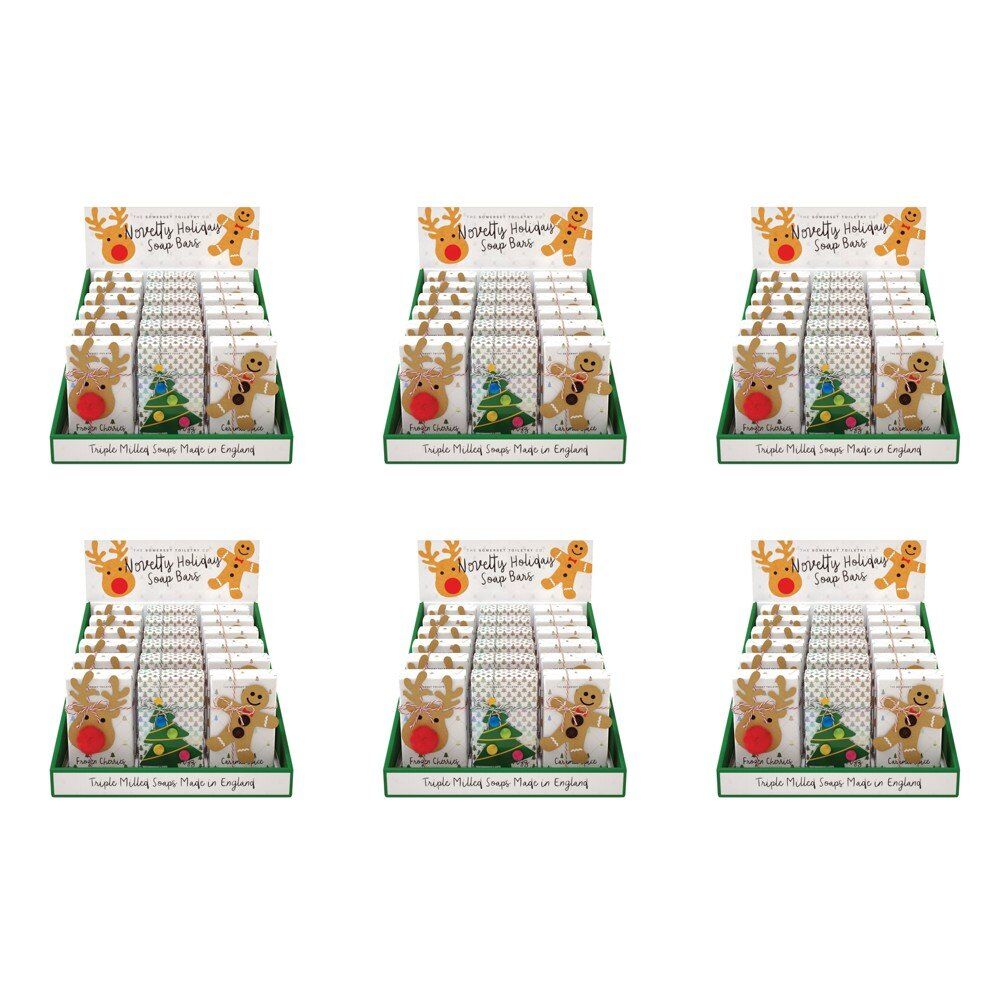 The Somerset Toiletry Co Novelty Xmas Soap 200g Assorted Counter Display of 18 Bundle of 6