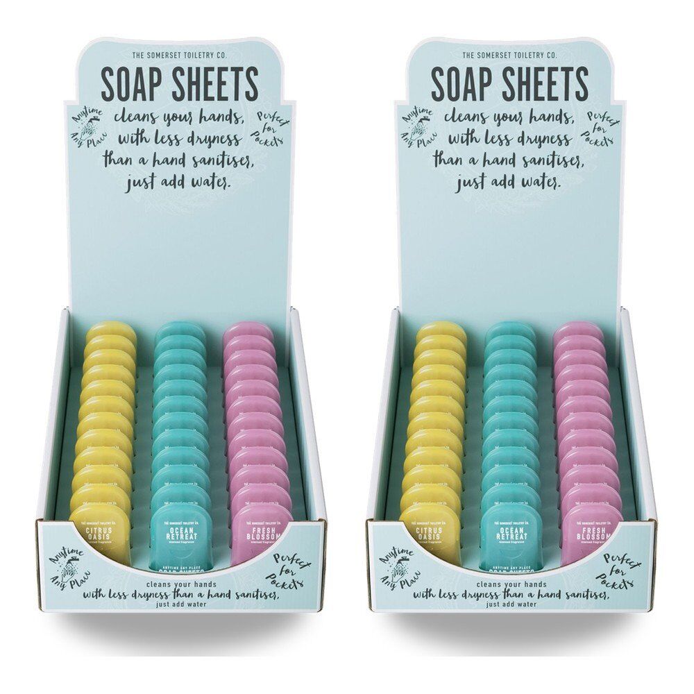 The Somerset Toiletry Co Soap Sheets Assorted Scents Counter Display of 36 Bundle of 2