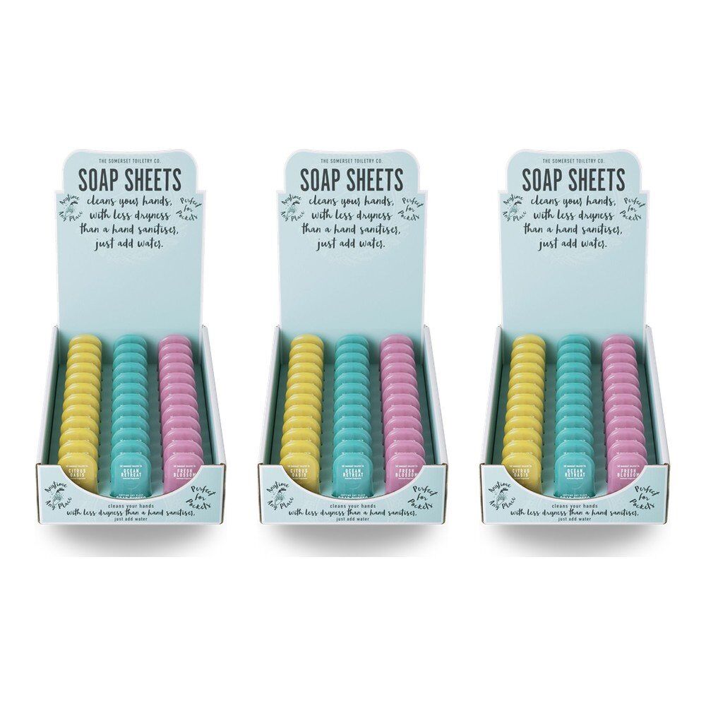 The Somerset Toiletry Co Soap Sheets Assorted Scents Counter Display of 36 Bundle of 3