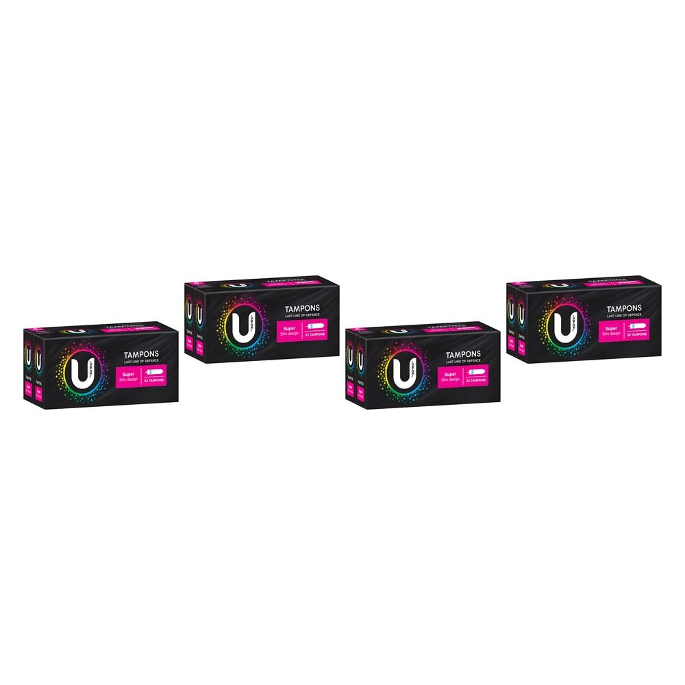 U By Kotex Slim Tampons Super 32 Pack x 6 Bundle of 4