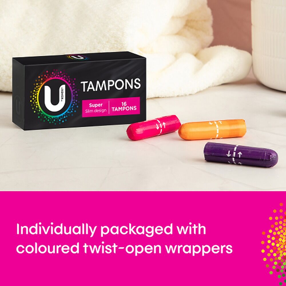 U By Kotex Slim Tampons Super 32 Pack x 6
