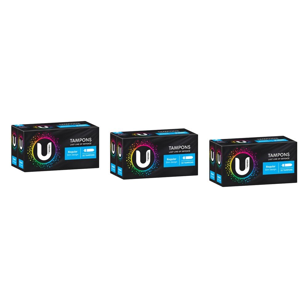U By Kotex Slim Tampons Regular 32 Pack x 6 Bundle of 3