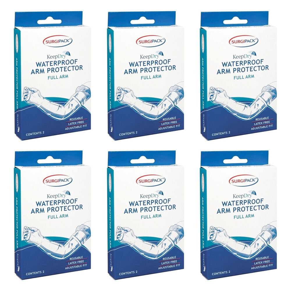 SurgiPack Keep Dry Waterproof Full Arm 2 Pack Bundle of 6