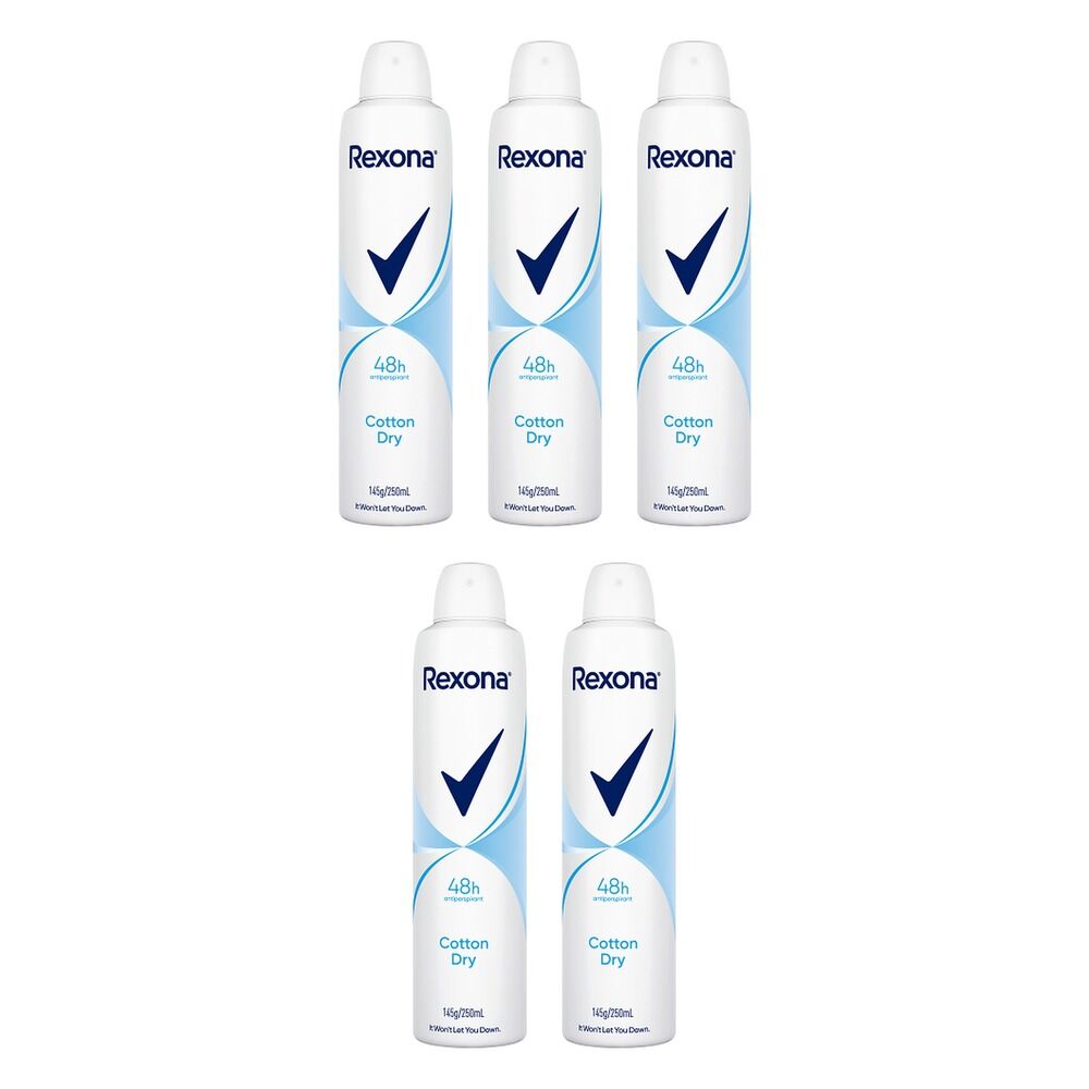 Rexona Antiperspirant Aerosol Deodorant Cotton Dry 250mL Pack of 5
